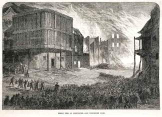 Great Fire at Hong-Kong. - Antique Print from 1866