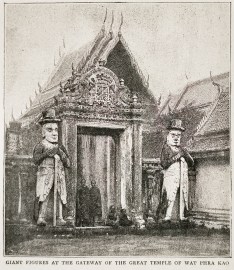 Giant Figures at the Gateway of the Great Temple of Wat Phra Kao.