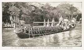 HM the King of Siam passing along one of the Canals to visit the Royal Temples.