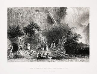 The landing, on the American side. (Falls of Niagara.) - Antique Print from 1840