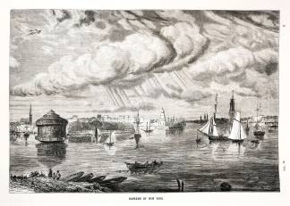 Harbour of New York. - Antique Print from 1859