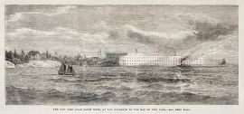 The New Fort near Sandy Hook, at the Entrance to the Bay of New York. - Antique Print from 1865