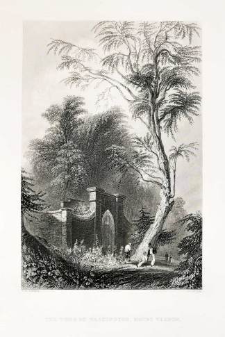 The Tomb of Washington, Mount Vernon. - Antique Print from 1845