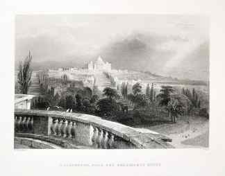 Washington, from the Presidents House. - Antique Print from 1845