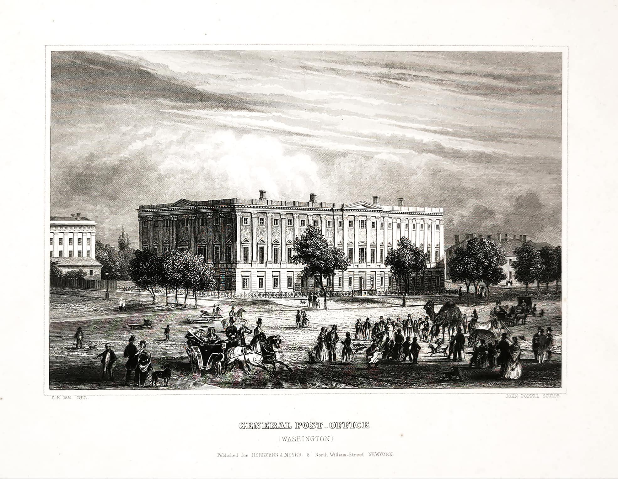 General Post-Office - Antique Print from 1855