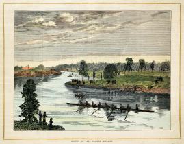 Boating on Lake Torrens, Adelaide. - Antique View from 1882