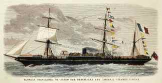 Blondin Performing on Board the Peninsular and Oriental Steamer Poonah. - Antique Print from 1875