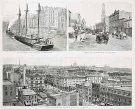 The view looking up the river from the Goodrich Dock. Looking down the Grand Avenue from Sixth Street. Looking North-East from the Dome of the Mitchell Bank building.