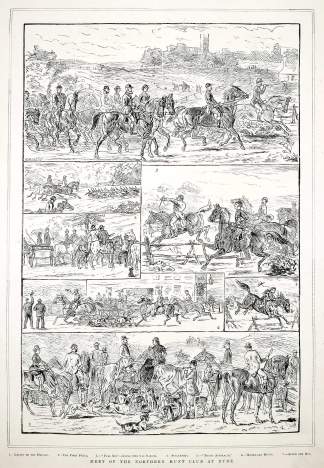 Meet of the Northern Hunt Club at Ryde. - Antique View from 1883