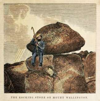 The Rocking Stone on Mount Wellington. - Antique View from 1878