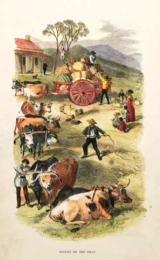 Return of the Dray. - Antique Print from 1854