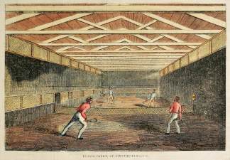 Tennis Court, at Strathfieldsayse. - Antique Print from 1845
