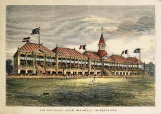 The New Grand Stand, Melbourne Cricket-Ground. - Antique View from 1877