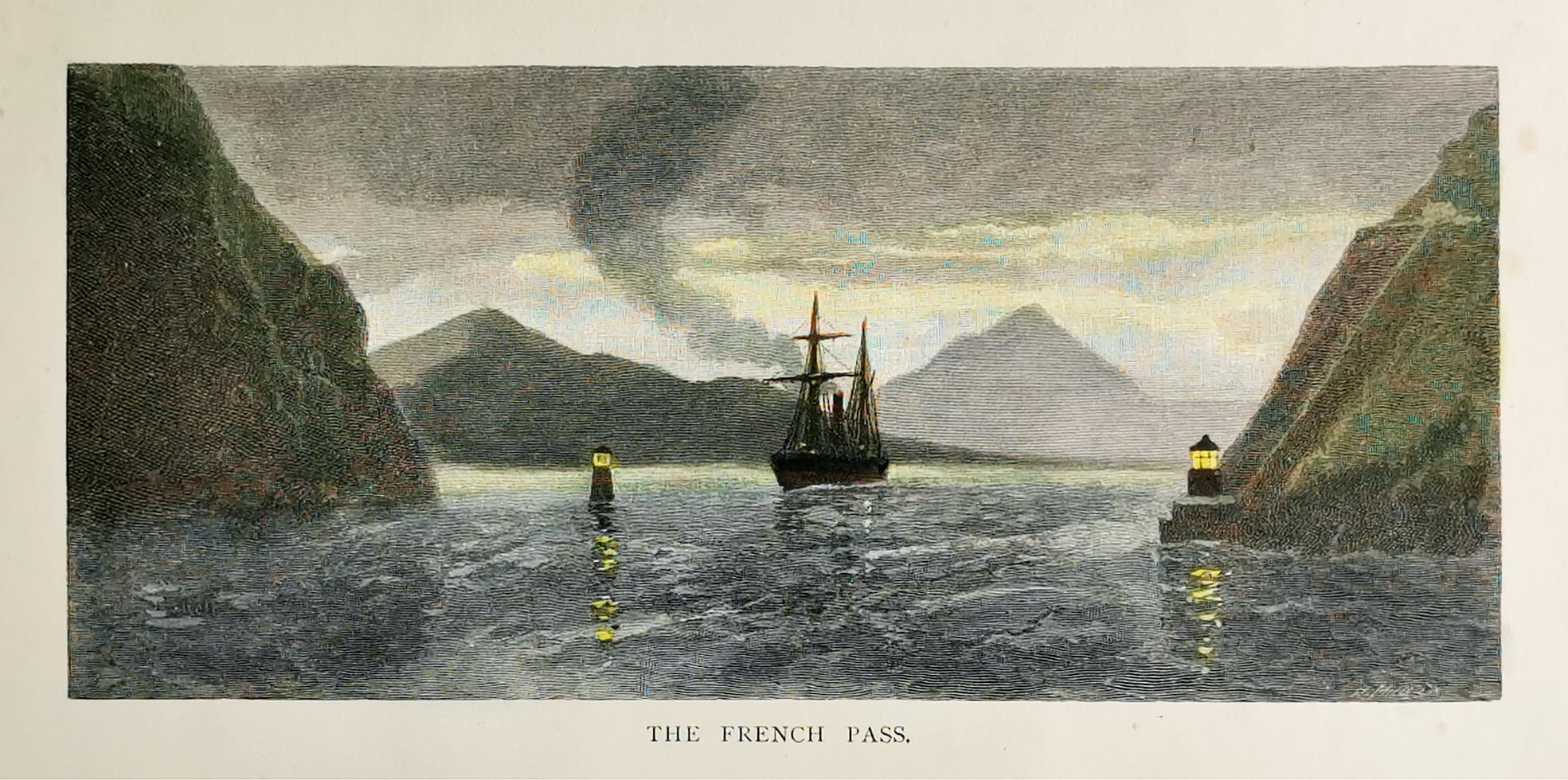 NZ-The French Pass. - Antique View from 1886