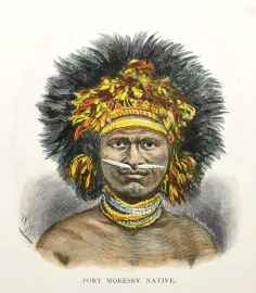 Port Moresby Native. - Antique Print from 1888
