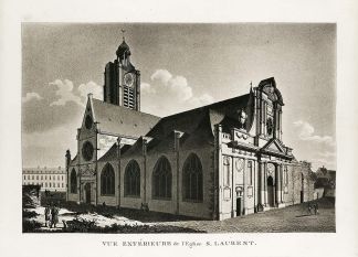 Vue extérieure de L'Englise S. Laurent. - Antique View from 1809