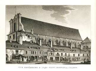 Vue extérieure de L'Englise Saint Martin des Champs. - Antique View from 1809