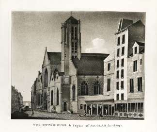 Vue extérieure de L'Englise St Nicolas-des-Champs. - Antique View from 1809
