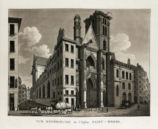 Vue extérieure de L'Englise Saint-Merri. - Antique View from 1809