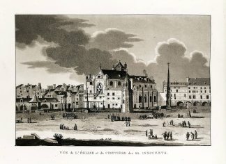Vue de L'Englise et du Cimetiere des SS. Innocents. - Antique View from 1809