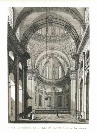 Vue Intérieure de L'Eglise St. Louis (ci-devant des Jésuites) - Antique View from 1809