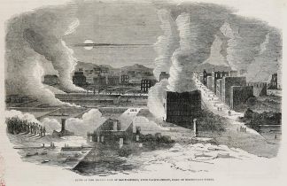 Ruins of the recent fire at San Francisc… AMERICAS Ruins of the recent fire at San Francisco, from Pacific-street, head of Montgomery-street. - Antique View from 1851