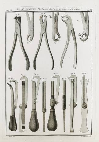 Art du Coutelier, Des Daviers, des Pinces, des Leviers et Pelicants. - Antique Print from 1765