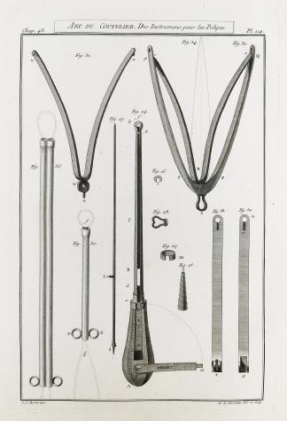 Art du Coutelier, Des Instrumens pour les Polipes. - Antique Print from 1765