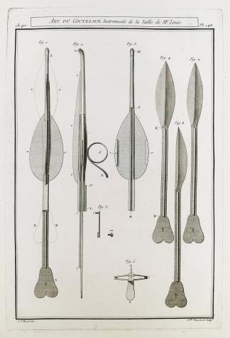 Art du Coutelier, Instruments de la Taille de Mr. Louis. - Antique Print from 1765