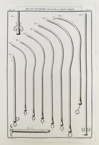 Art du Coutelier, Des Sondes, ou Algalies d'Argent. - Antique Print from 1765