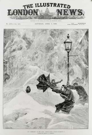 The "blizzard" in New York: twenty-sixth street on March 12. - Antique View from 1888