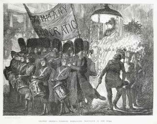 Graphic America - Tammany Democratic Procession in New York. - Antique Print from 1870