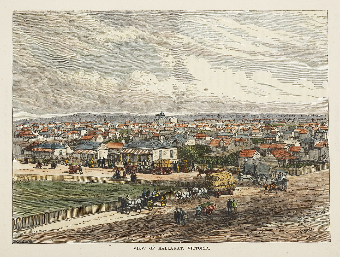 VIC-View of Ballarat, Victoria. - Antique View from 1880