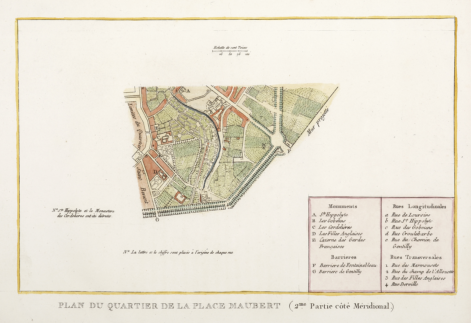 Plan du Quartier de la Place Maubert (2me Partie cote Meridional.) - Antique Map from 1809