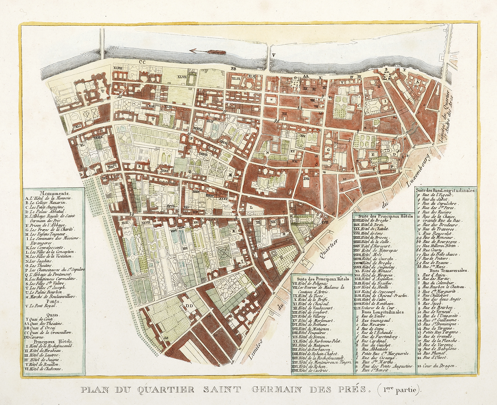 Plan du Quartier Saint Germain des pres . (1ere partie) - Antique Map from 1809