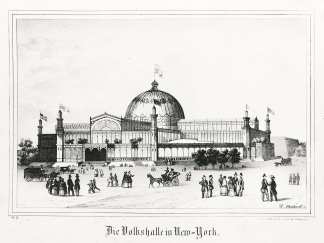 Die Dolkshalle in New-York. - Antique View from 1838