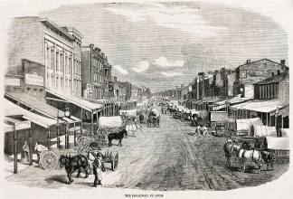 The Broadway, St. Louis. - Antique Print from 1858