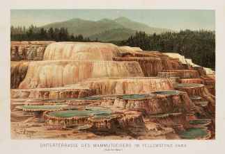 Sinterterrasse des Mammutgeisers im Yellowstone-Park. (Nach der Natur.) - Antique View from 1887