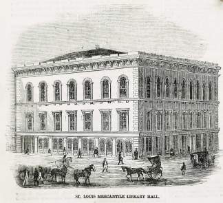 St. Louis Mercantile Library Hall - Antique Print from 1858