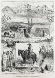 Sketches of a New Settlement in Minnesota. - Antique Print from 1880