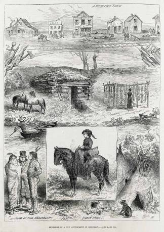 Sketches of a New Settlement in Minnesota. - Antique Print from 1880