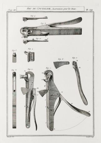 Art du Coutelier, Instruments pour les Dents. - Antique Print from 1765