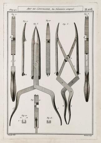Art du Coutelier, Des Dilatatoire compose. - Antique Print from 1765