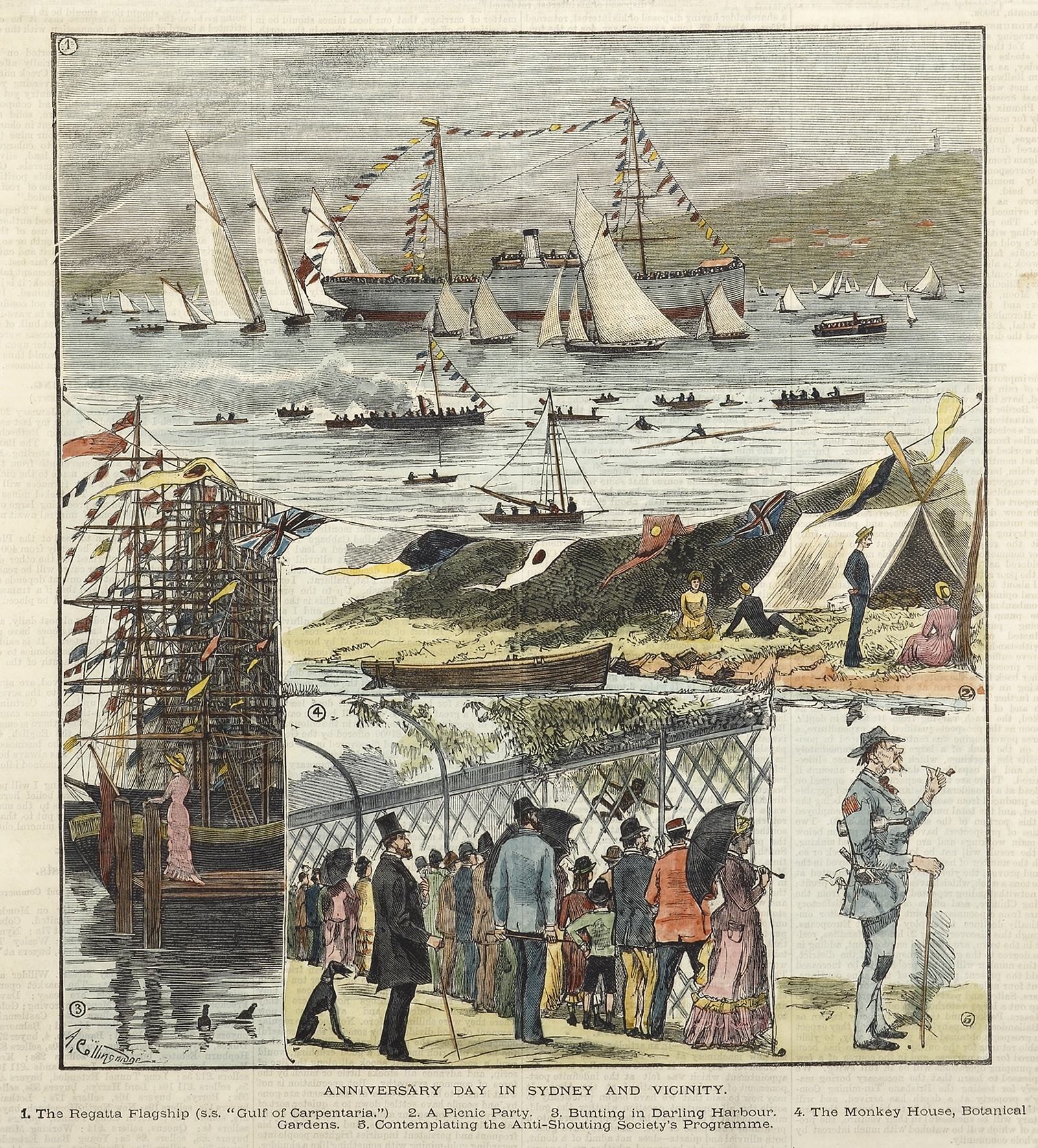 Anniversary Day in Sydney and Vicinity. - Antique View from 1882