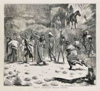 North American Indian Sports. - Antique Print from 1871