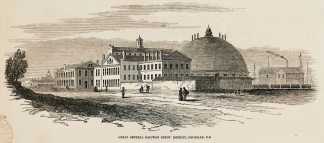 Great Central Railway Depot Detroit, Michigan, US - Antique View from 1850