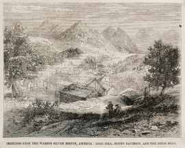Sketches from the Washoe Silver Region, America: Gold Hill, Mount Davidson, and the Ophir Road. - Antique View from 1862