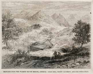 Sketches from the Washoe Silver Region, America: Gold Hill, Mount Davidson, and the Ophir Road. - Antique View from 1862