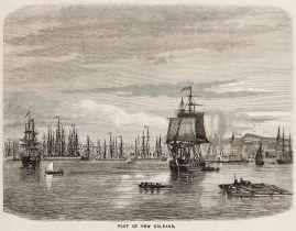 Port of New Orleans. - Antique View from 1868