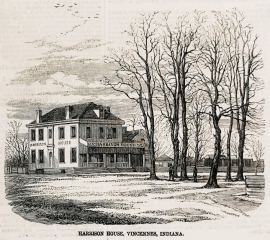 Harrison House, Vincennes, Indiana. - Antique View from 1858